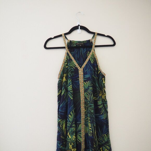America & Beyond Tropical Palm Leaf Sleeveless Double Slit Beach Dress sz xs - Picture 5 of 10